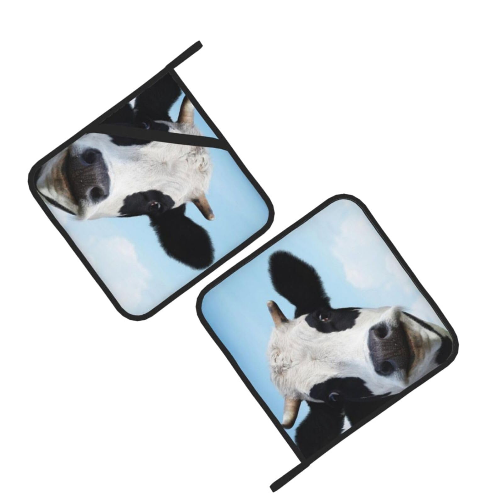 Cow Patterns Printed Oven Pot Holders Set of 2 Pcs Heat Resistant Kitchen Microwave Potholders for Cooking Baking Grilling