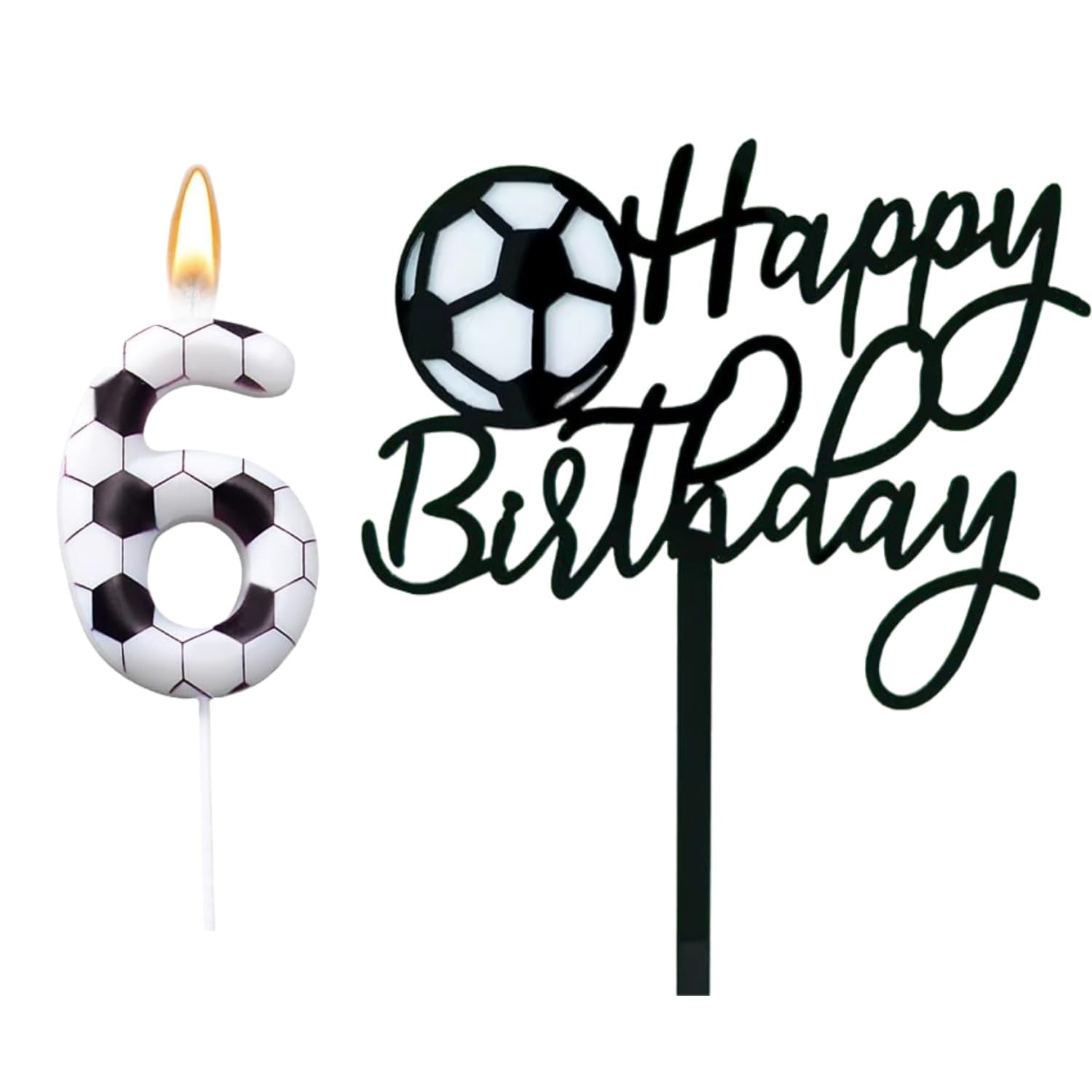 Lijuanwang Soccer Birthday Candle Number 6,Football Birthday Candles Cake Toppers,For Football Theme Party Decorations Cake Topper For Sport Theme Party Supplies Football Fan Gift