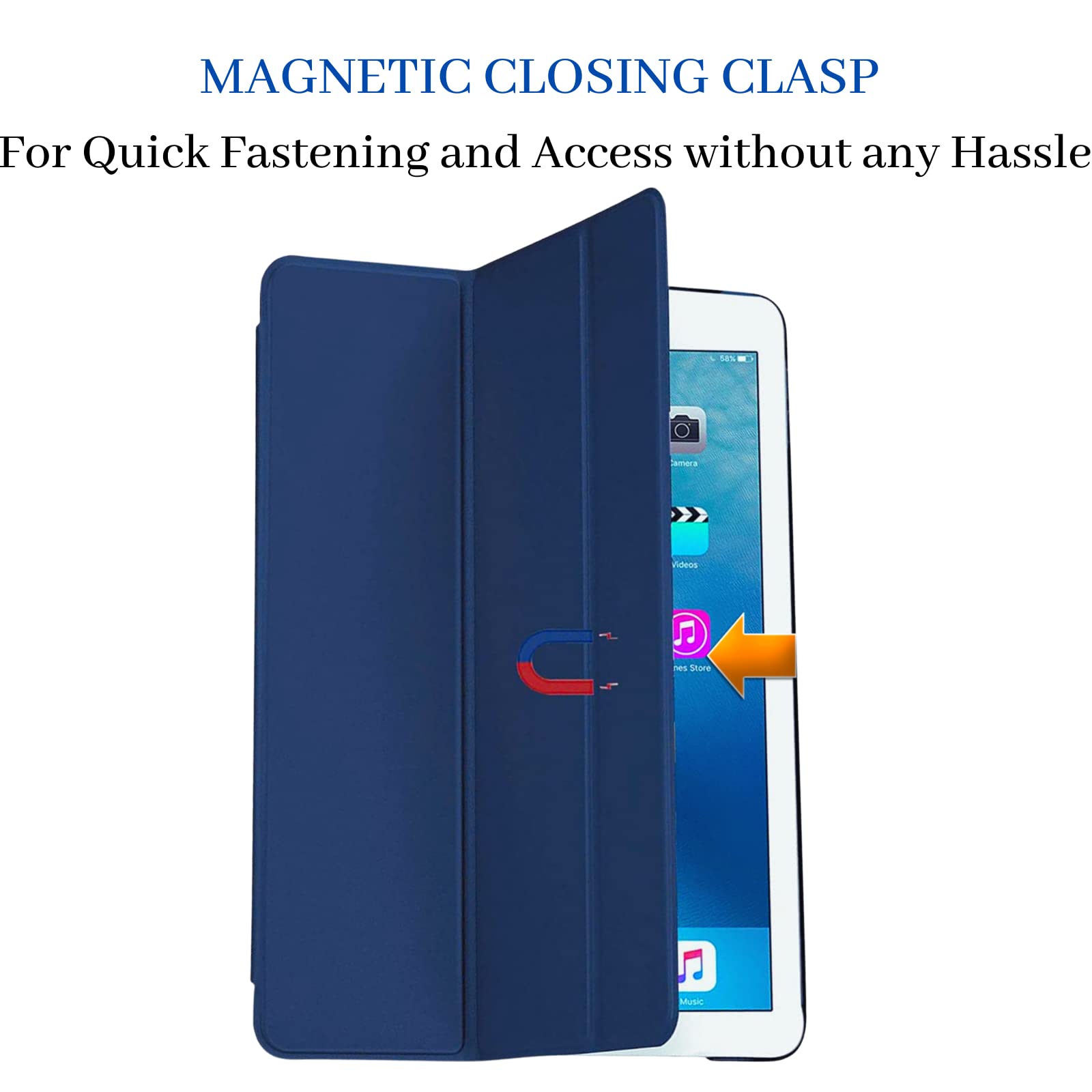 Custodia A Libro Con Pelle PU Per IPad Air 1 E Air 2 - Angoli Multipli E Tasca Portadocumenti, Nero, Funzione Standby