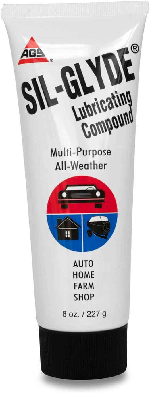 AGS Automotive Solutions SIL-Glyde Multi-Purpose All-Weather Lubricating Compound for All Surfaces - 8 oz Tube, Versitle Multi-Purpose Lubrication, All Weather, Auto, Home, Farm and Shop