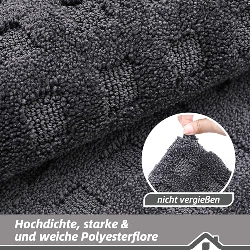 BEQHAUSE Fussmatte Innen, waschbar Fußmatte Innen, rutschfeste Schmutzfangmatte 80x120cm, Teppich Eingangsbereich Innen für Hund, Innenbereich, Haustür, Flur, Dunkelgrau