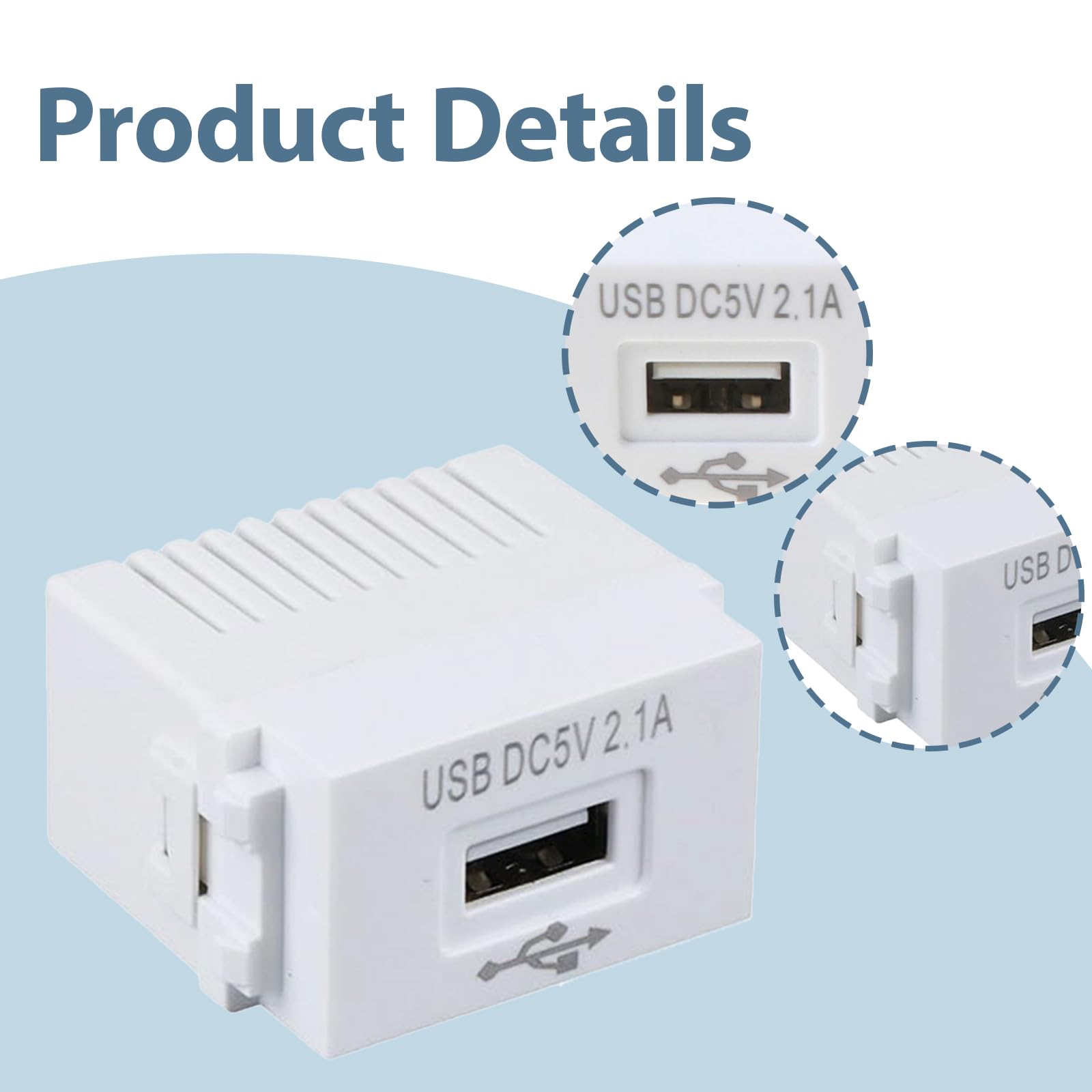 Moduł zasilania USB, 3 sztuki, podtynkowy zasilacz sieciowy: gniazdo 220 V na transformator 5 V, gniazdo USB 2,1 A, adapter przełączający do urządzeń USB, smartfonów (3 sztuki)