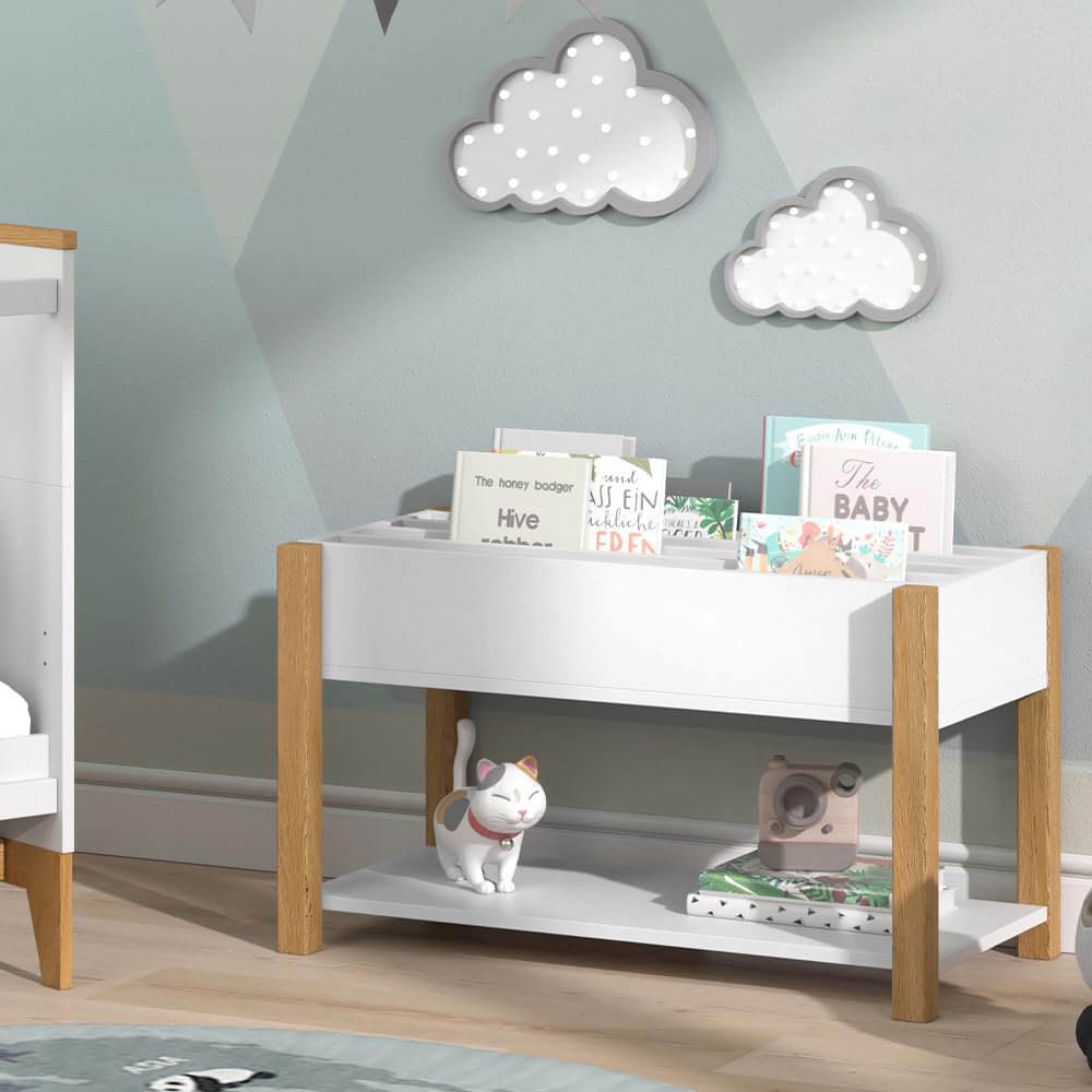 VitaliSpa Étagère pour Enfants Malia, Blanc, 80x46cm, autoportant pour Le Rangement des Jouets et des Livres