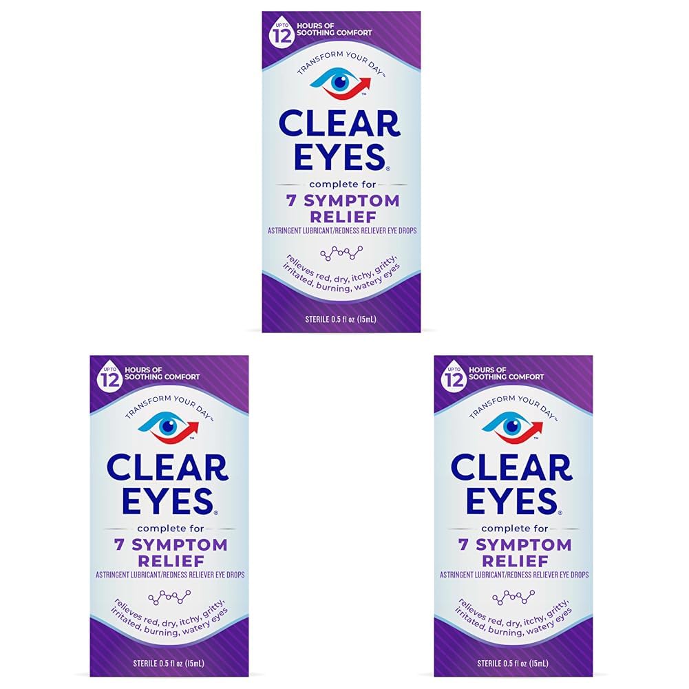 Clear Eyes 7 Symptom Relief Eye Drops 0 5 Fl Oz Pack of 3