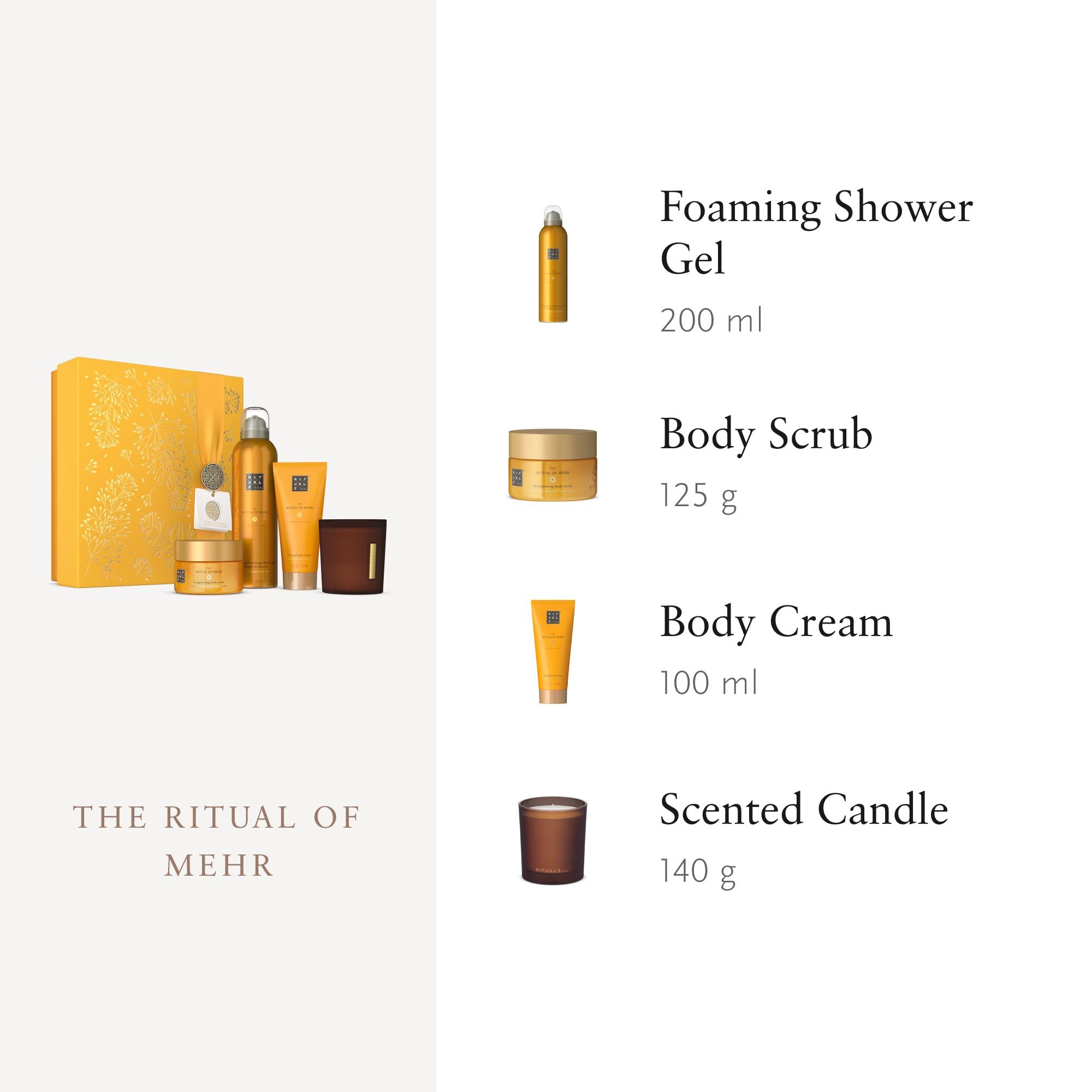 RITUALS Cofanetto regalo donna The Ritual of Mehr, Medium – Set regalo donna con prodotti per la cura del corpo e della casa – Set bagno con arancia dolce e legno di cedro energizzanti
