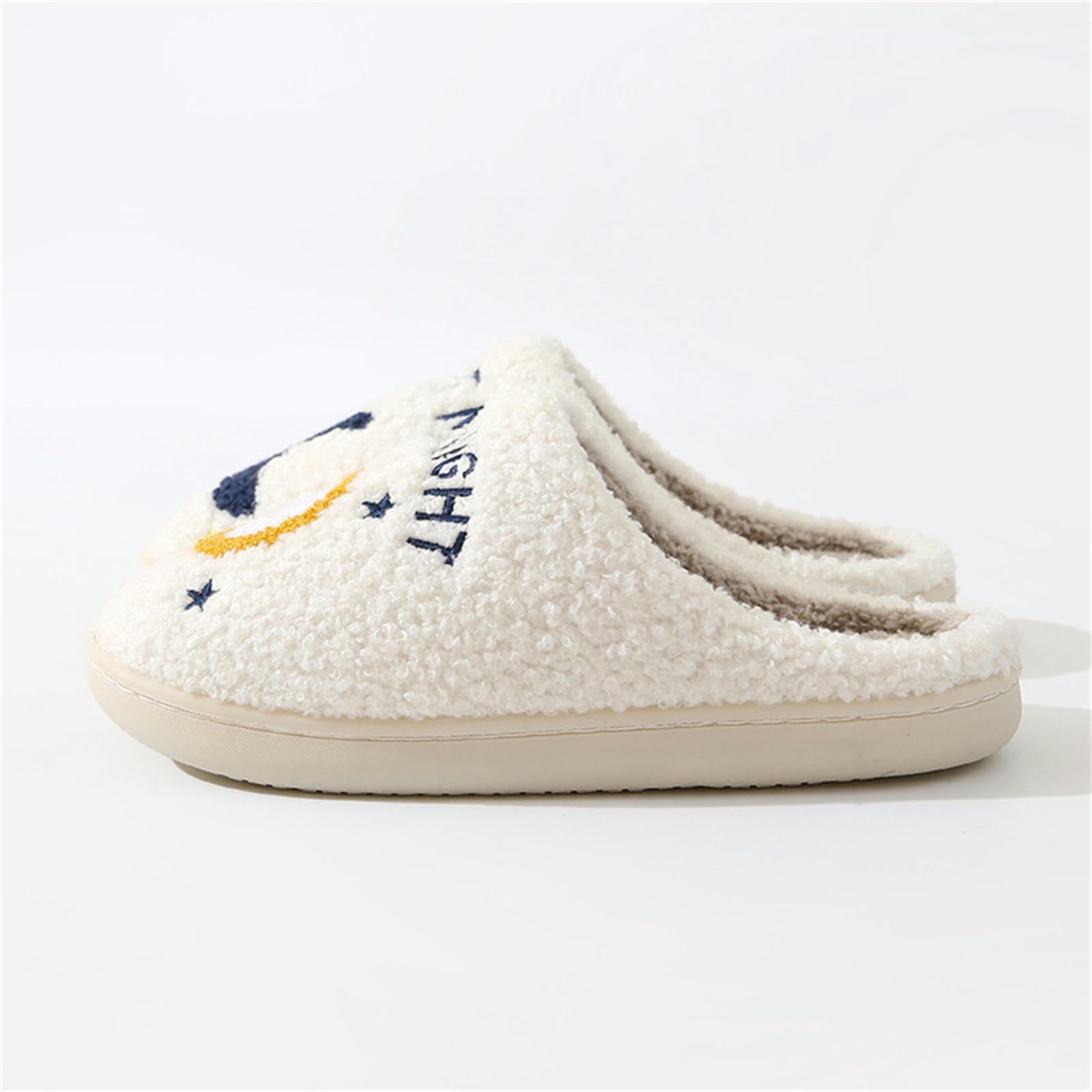 Ciabatte Donna Invernali Comodo Casa Calda Inverno Inverno Pantofole Coppia Uomini E Donne Fondo Elastico Morbido Addensato Imbottito-white-43-44
