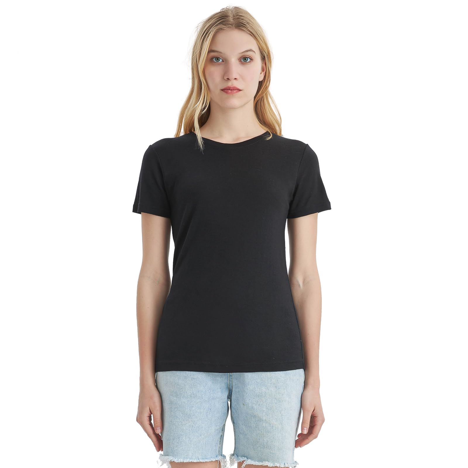 Merino Protect 100% Lana Merino Magliette Donne Collo Rotondo Maniche Corte Resistenza Odore Strato Base Viaggio Escursionismo Base Layer