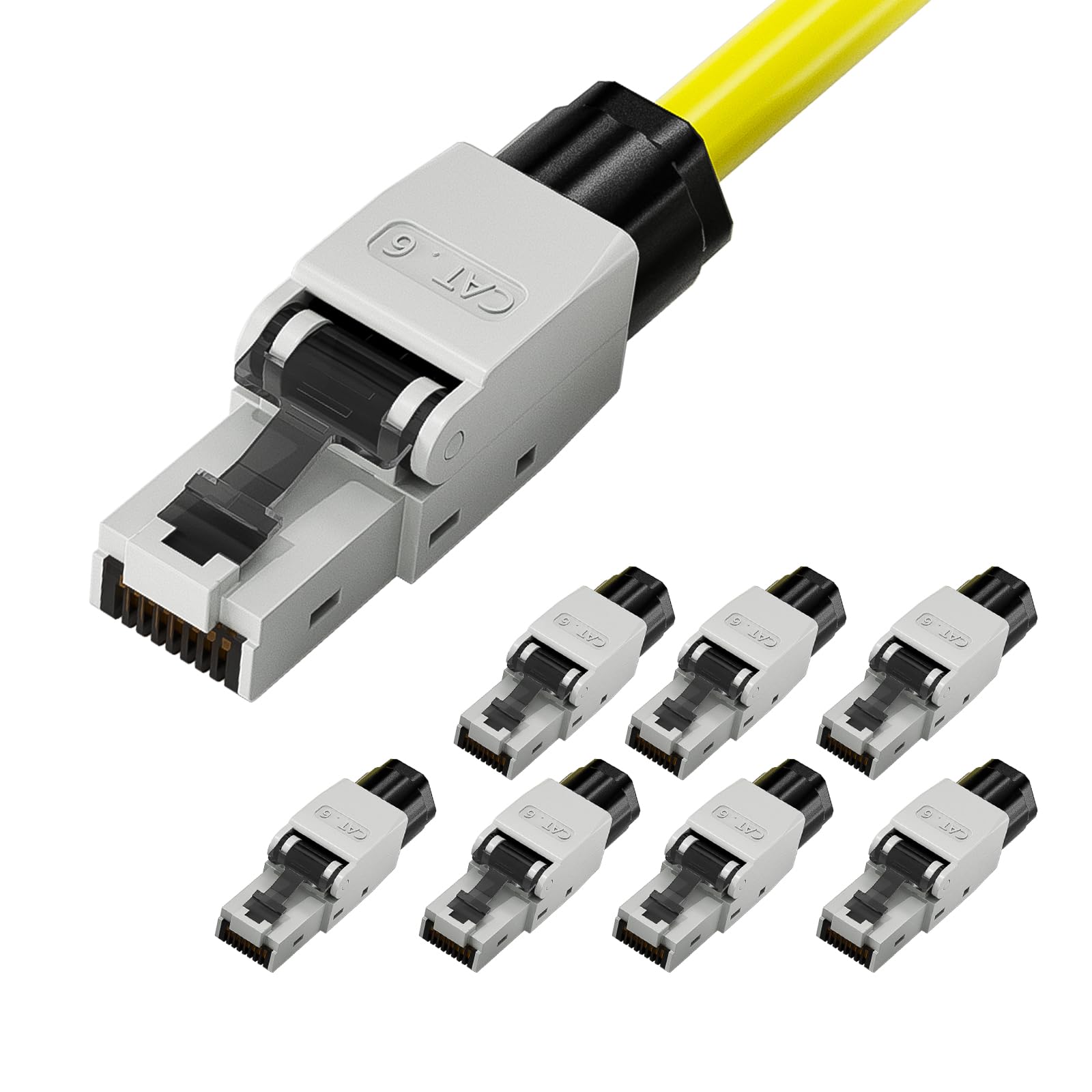 LEENUE RJ45 Stecker Werkzeuglos Cat6, 1 Gbit/s 250 MHz Netzwerkstecker Werkzeuglos POE für Cat6 Cat5E Cat5 Verlegekabel,Lan Stecker Cat 6 Werkzeuglos, Wiederverwendbar, 8 Stück