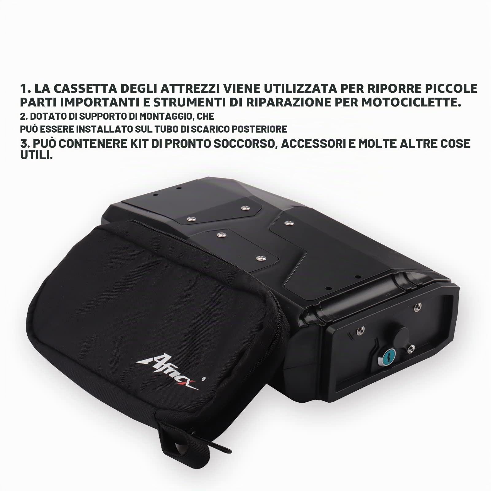 Scatola Portautensili in Acciaio Nero Impermeabile 4,2 Litri Adatto per R1250GS R1200GS LC/ADV F850GS F750GS