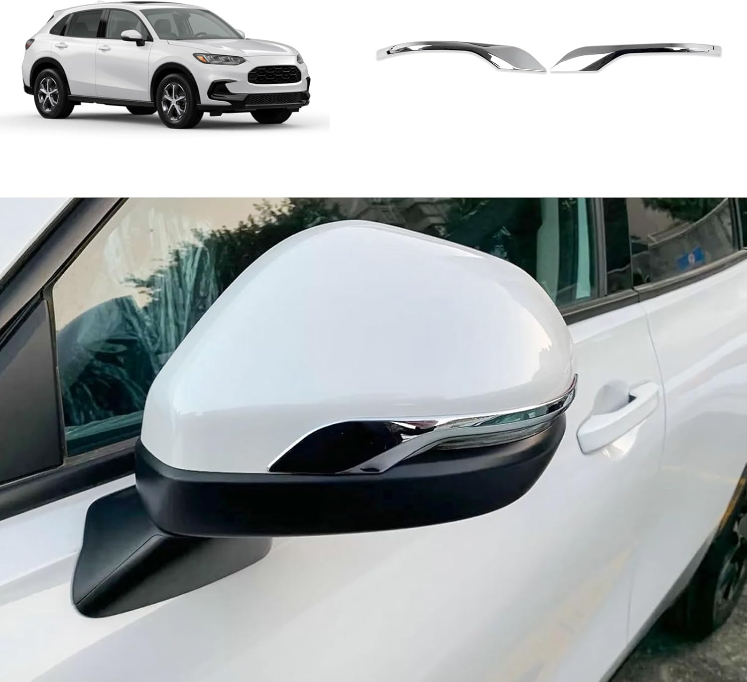 Side View Mirror Upper Cover Compatible With Honda New HRV HR-V 2026 2025 2024 2023 Car Side Mirror Upper Guard Exterior Car Accessories ABS 2PCS(Glossy Chrome Style)
