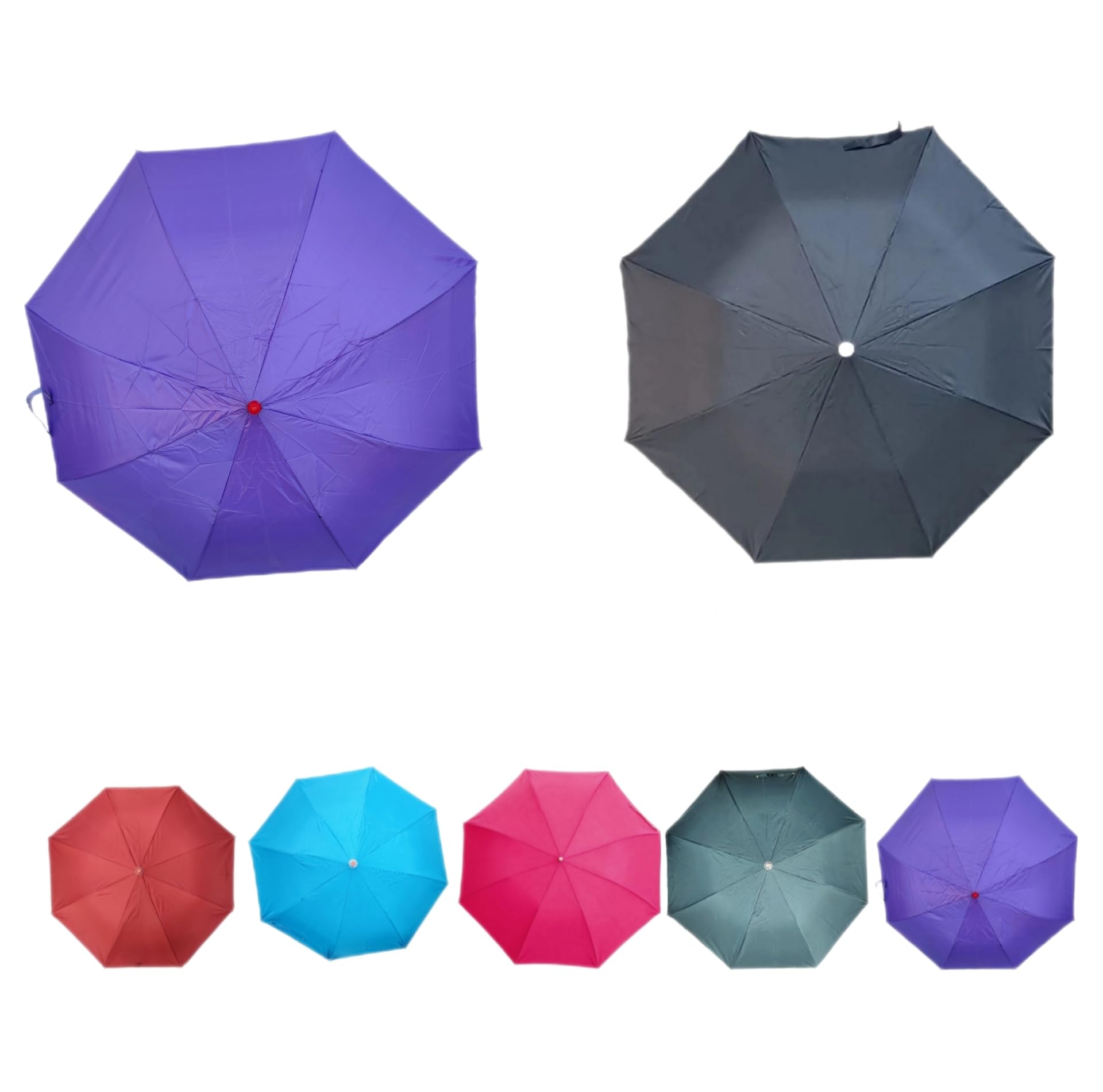 Compact Travel Umbrellas Set, 8 Ribs, 95 x 60 cm, Black and Random Colour, 280g, Pack of 2-image-40
