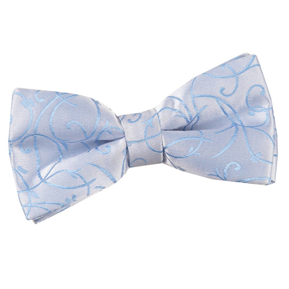 Dqt Men's Baby Blue Swirl Floral Jacquard Pre-Tied Bow Tie – Wedding, Business & Formal