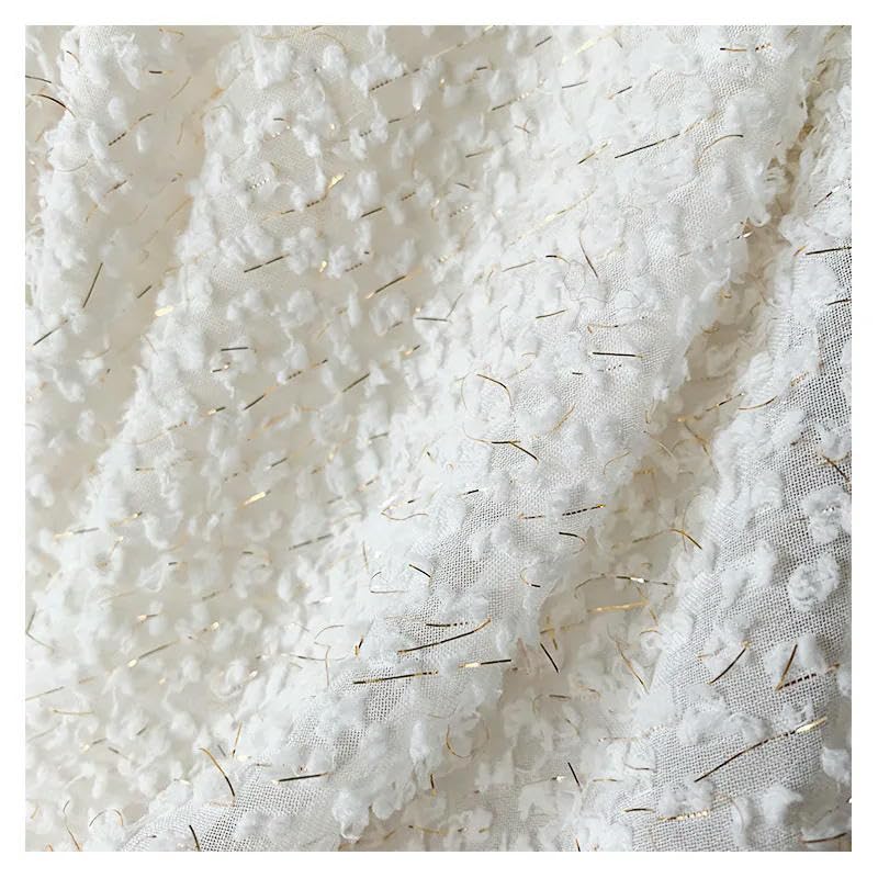 150 cm breit, 300 cm lang, Goldfaden, Jacquard, bestickter Chiffon-Stoff, Meterware, Polyester-Chiffon-Stoff für die Kleiderherstellung