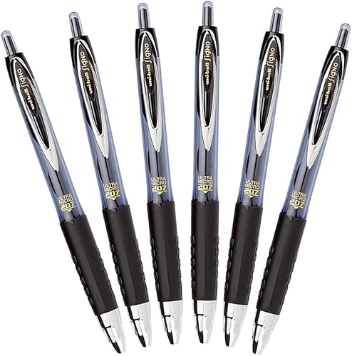 Miniatura 1 de Uni-Ball Signo 207 - Bolígrafo de gel retráctil de 0015in ultramicro punta negro paquete de 6