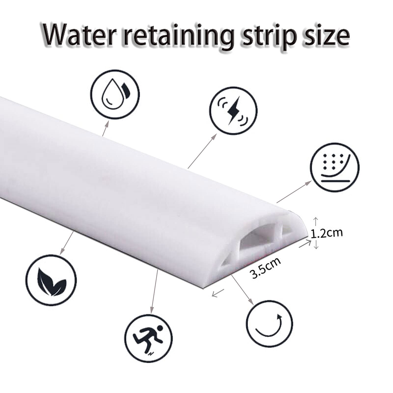 Tiras de tapón de agua flexibles e impermeables de silicona duradera para habitación húmeda, junta de suelo plegable, umbral de ducha, barrera de baño, barrera de retención, tira de sellado de 230 cm