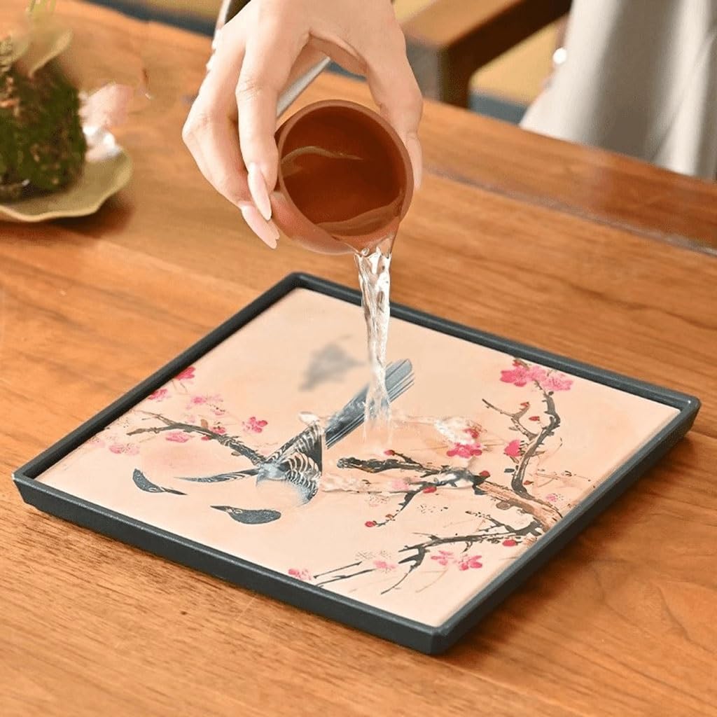Bandeja para Servir té Bandeja de té Retro Creativa, Mesa de té de Drenaje for el hogar, Bandeja de té seco Absorbente, Bandeja de Estilo Chino, Soporte for Olla Bandeja de Mesa de Centro