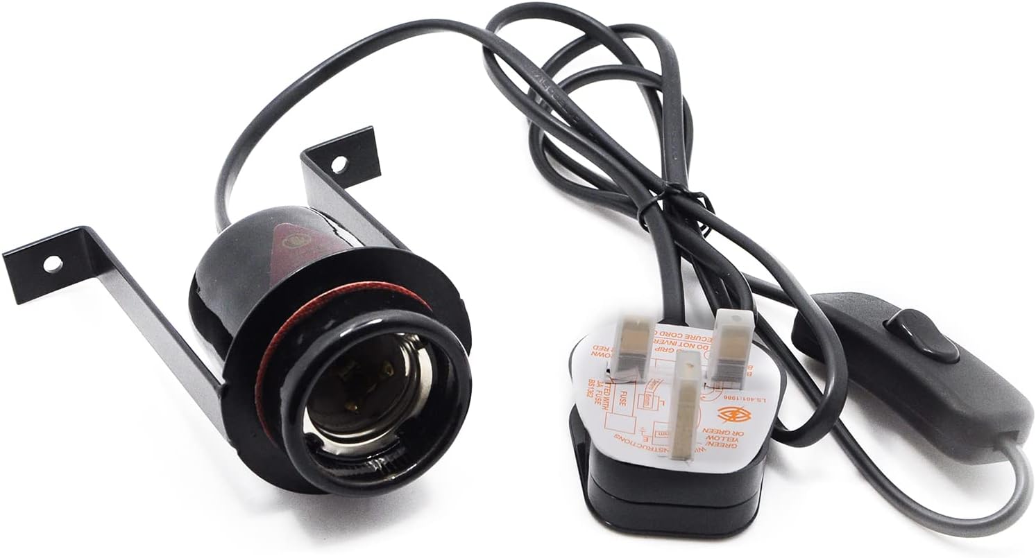 Reptile Holder Ceramic Lamp Socket,Lamp Holder Adapter Light Fitting Kit Ceramic Screw Socket E27 Bulb (Black)