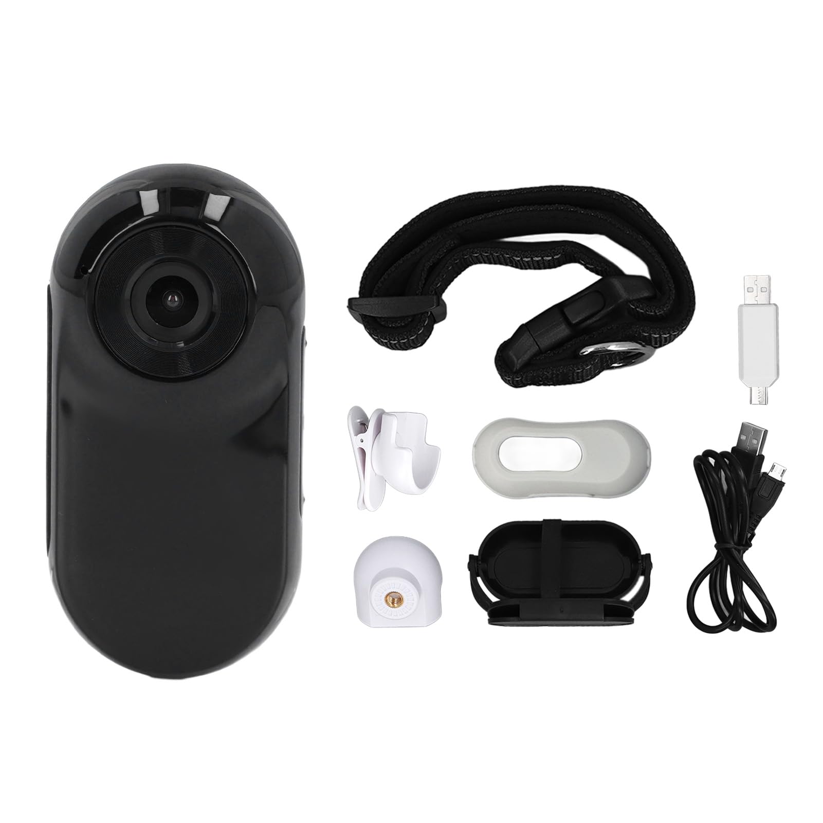 Pet Collar Camera Storage Wearable Tracker for Dogs and Cats Adjustable Strap Wide Angle Lens ABS Silicone Material No Required Monitoring Outdoor Indoor Use (Black)