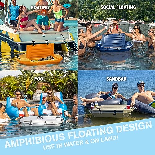 CUDDY Crawler Cooler with Wheels – 40 QT Amphibious Floating Cooler and Dry Storage Vessel – Orange, Navy, Tan, or White