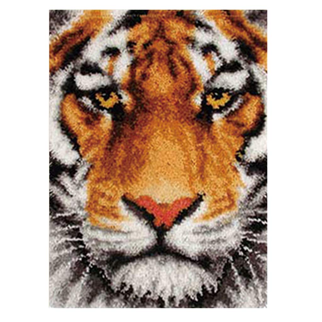 KBOLAE Latch Hook Kit with Basic Tool and Instruction for Tapestry Rug Making Tiger