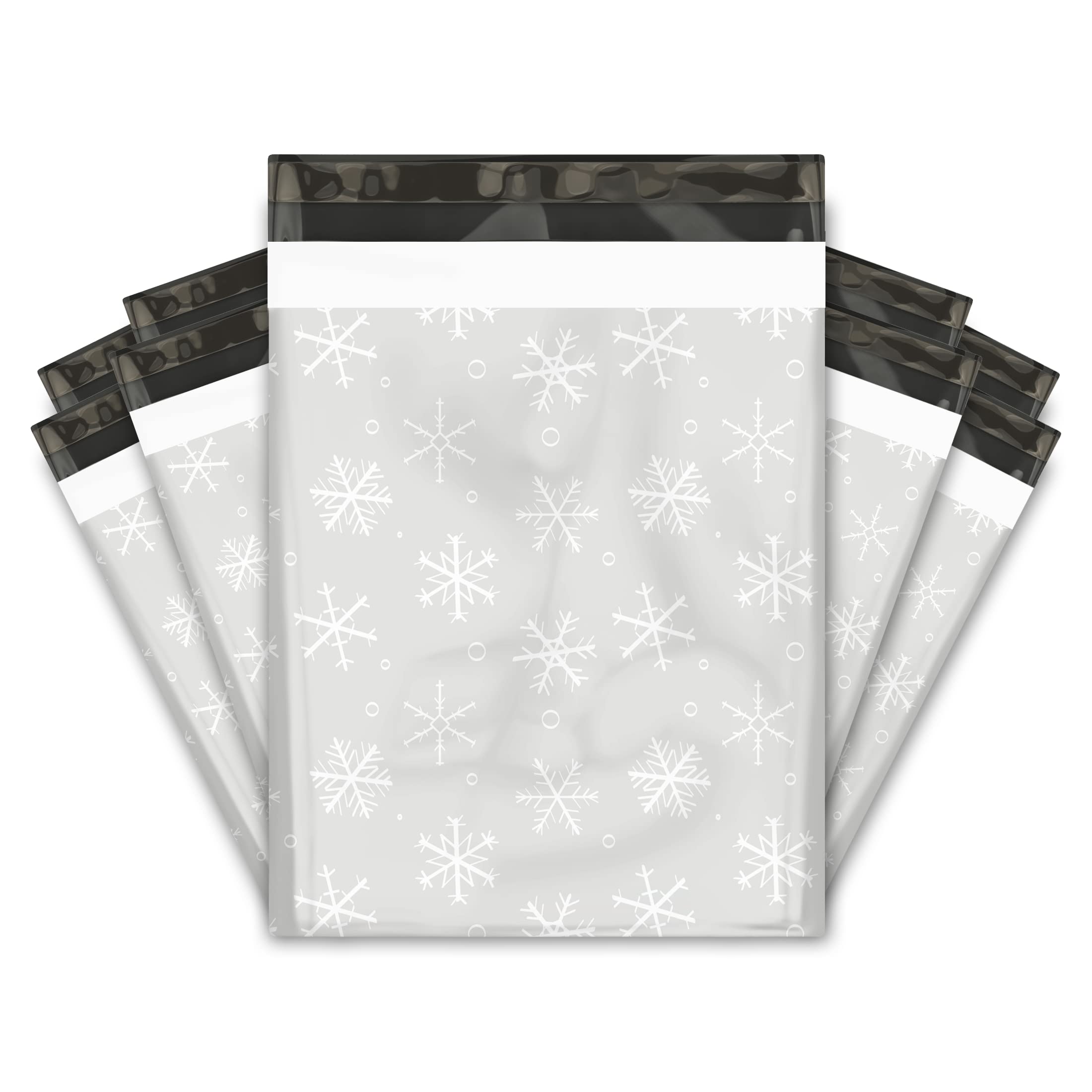 Pro Supply Global 12x15 (50) Snowflakes Designer Poly Mailers Shipping Envelopes Premium Printed Bags
