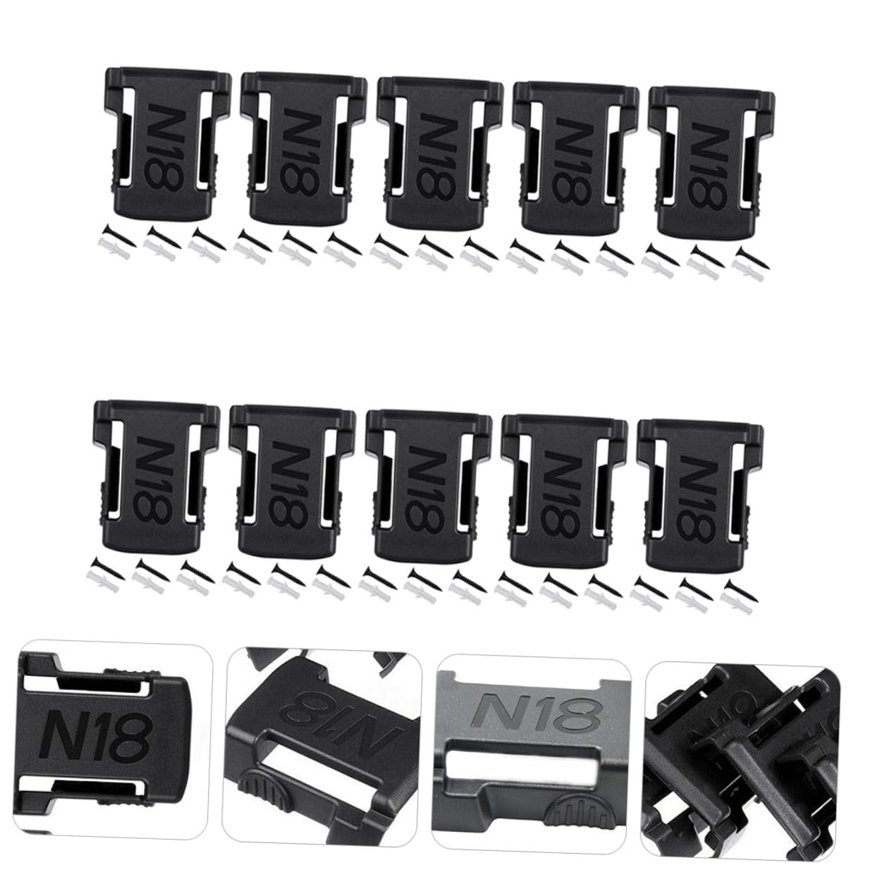 DOITOOL Supporto Per Batteria Da 10 Pezzi Per Batterie Da 18 V Materiale Robusto Facile Da Installare Regolazione Dellangolazione