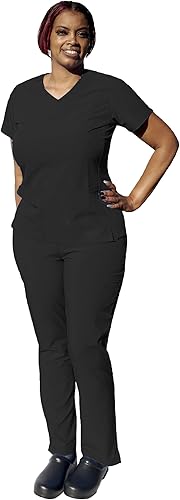 ANGIE UNIFORMS YOGAFLEX - Conjunto de uniforme médico suave y elástico para mujer. Regular y pequeño. Camiseta de 2 bolsillos y 5 pantalones de