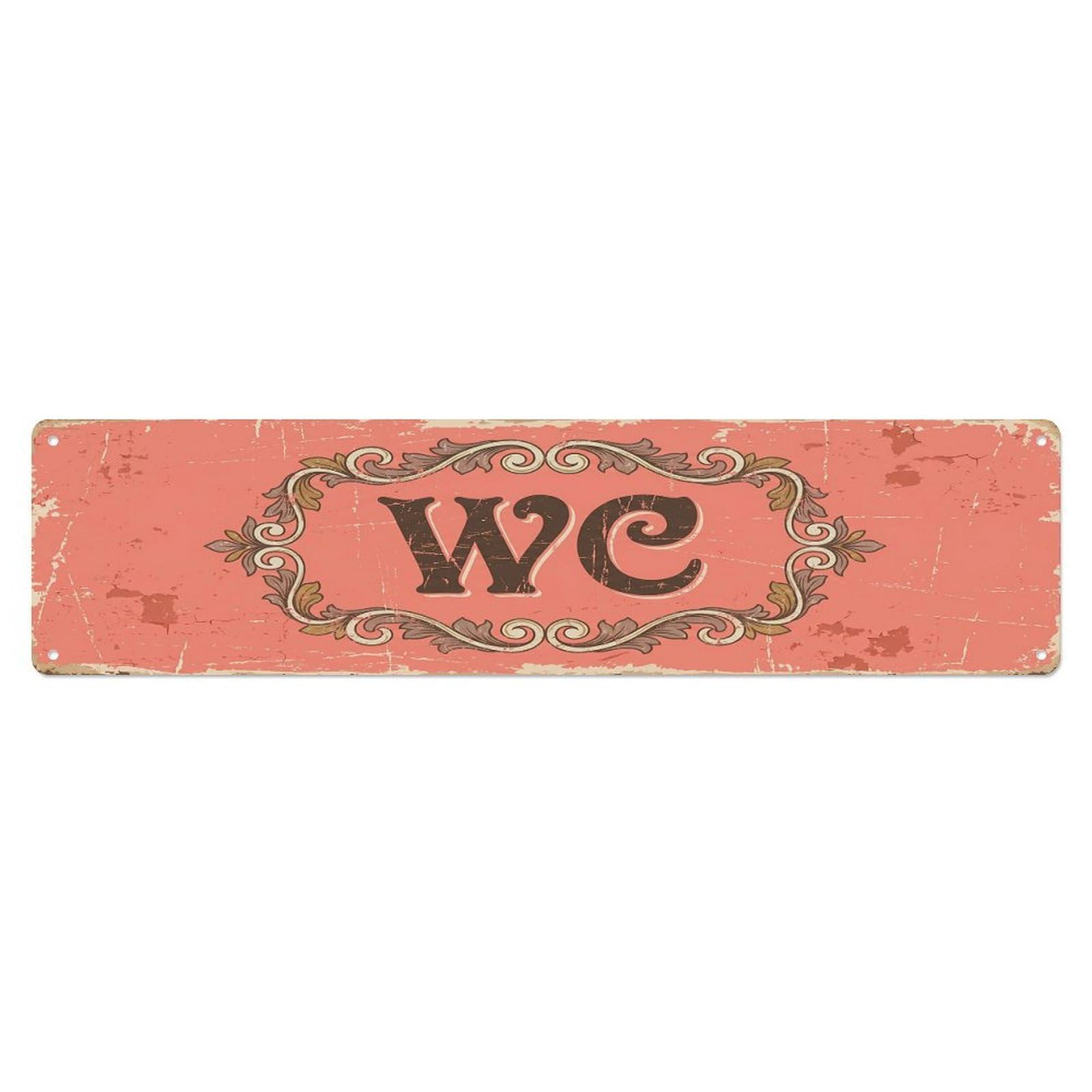 Retro Warm Cottage Washroom Toilet(WC) Door Metal Tin Sign Plaque Wall Decor for Cafe, Club Bar, Office, Home Garden Metal Poster 4x16Inch