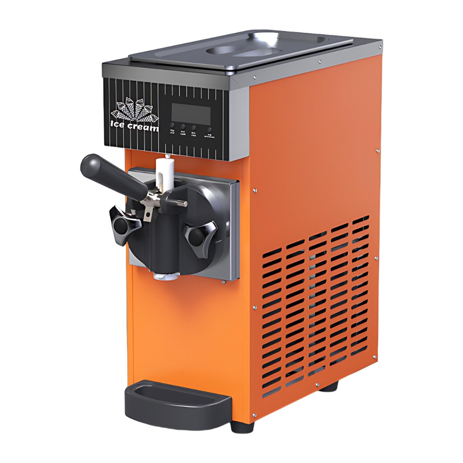 Machine à Glace Professionnelle Avec Cuve 2,5 L Et Cylindre 1 L, Machine à Glace Italienne De Comptoir 4-5 L/H, écran Lcd Pour Commerce Et Glacier(Orange)