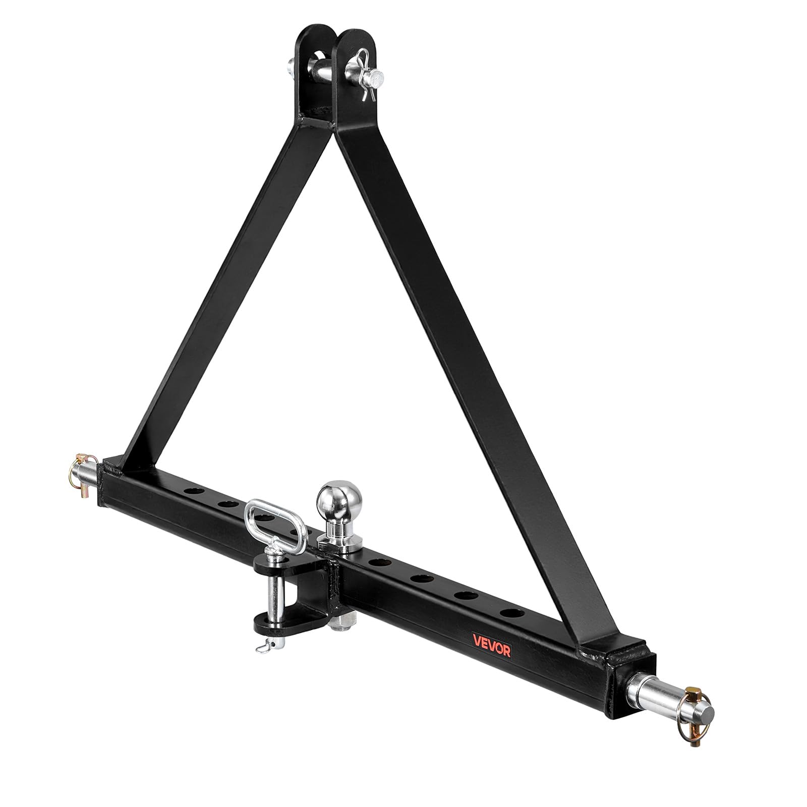 VEVOR Enganche de Remolque de 3 Puntos, Adaptador de Acoplamiento con Enganche de Cabeza Esférica, Compatible con Tractores de Categoría 2 de Kubota Mahindra Ford Yanmar John Deere Massey Ferguson