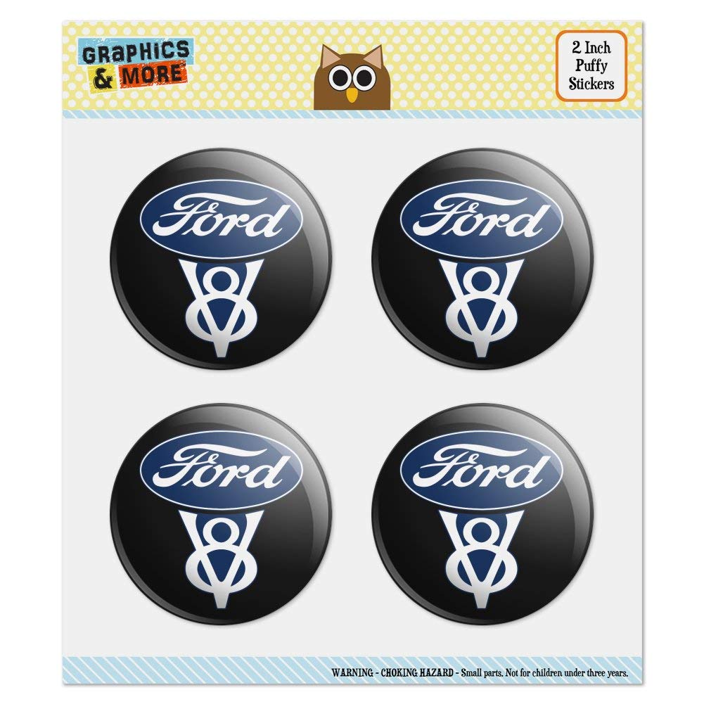 Ford Vintage V8 Logo Puffy Bubble Dome Scrapbooking Crafting Sticker Set