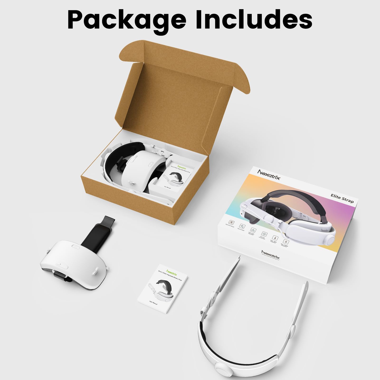 Head Strap with Battery for Meta Quest 3S/3, Rechargeable Battery Pack Headstrap for Oculus 3/3s, Nexatrix Detachable Elite Strap for VR Headset (6,000mAh Battery)