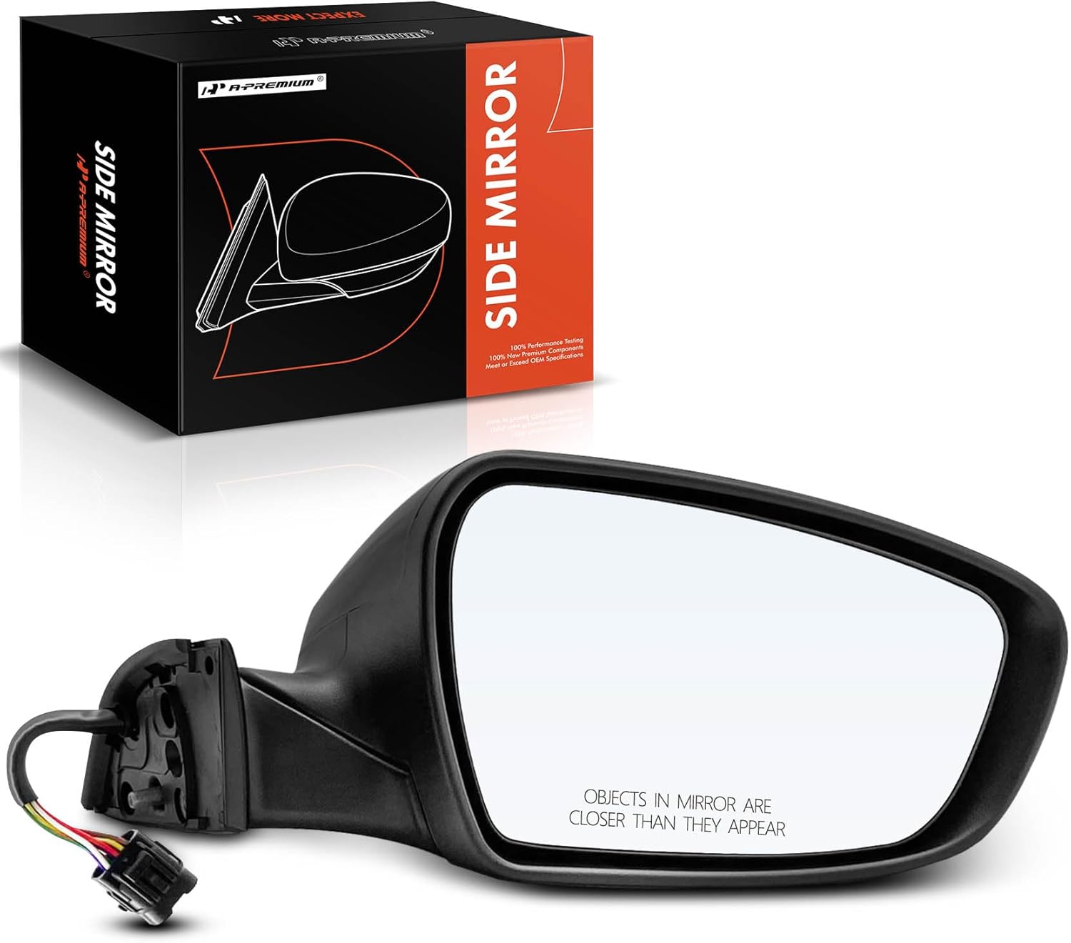 A-Premium Passenger Side Power Door Mirror - Compatible with Kia Forte 2014 2015 2016 - Heated Manual Folding Black Outside Rear View Mirror w/Turn Signal - Replace# 87620A7210