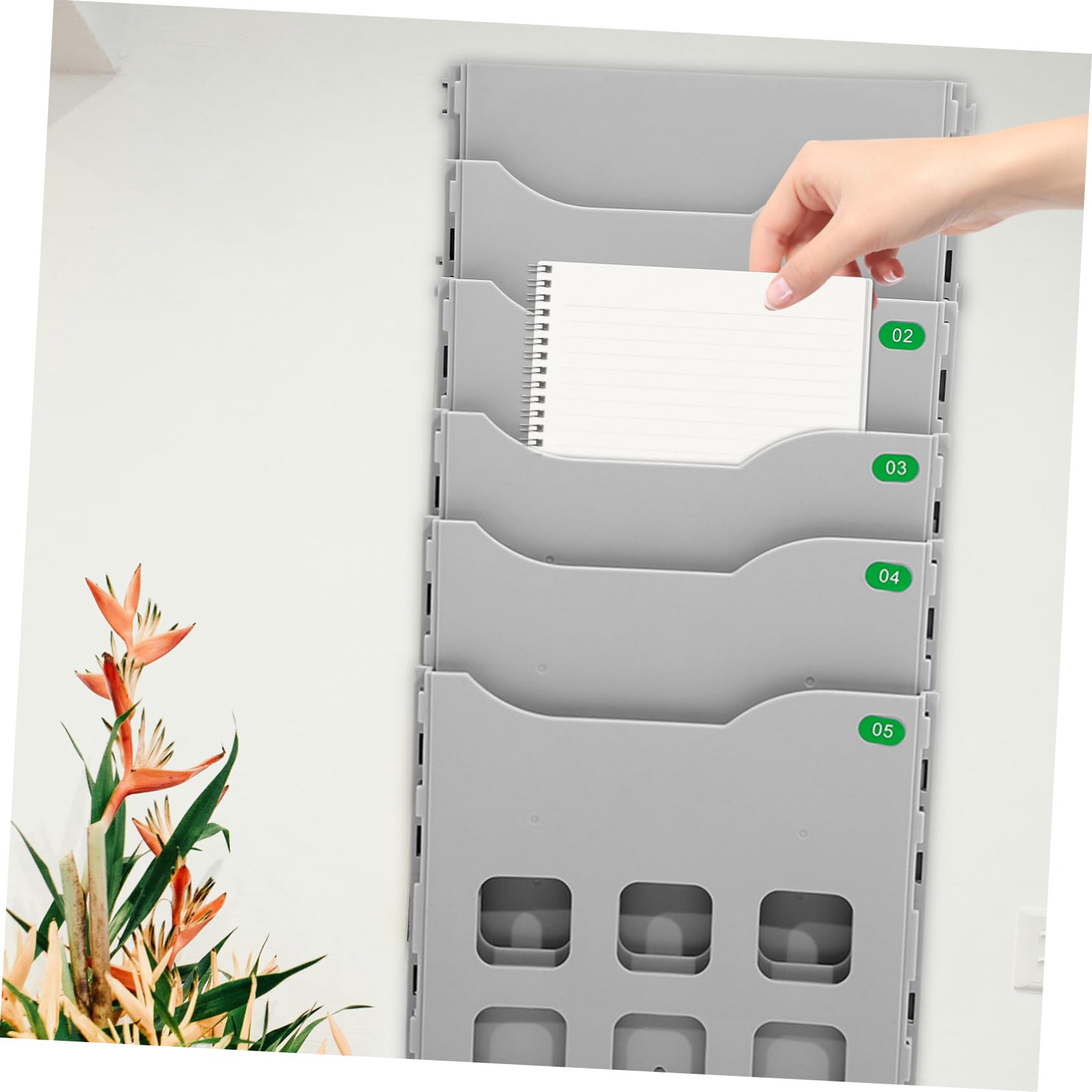 PLAFOPE Porta Documenti da Scrivania con Scomparti Organizer per Materiale di Cancelleria Supporto per Ufficio con Adesivo Senza Viti Argento per Insegnanti e Manager Design Elegante per