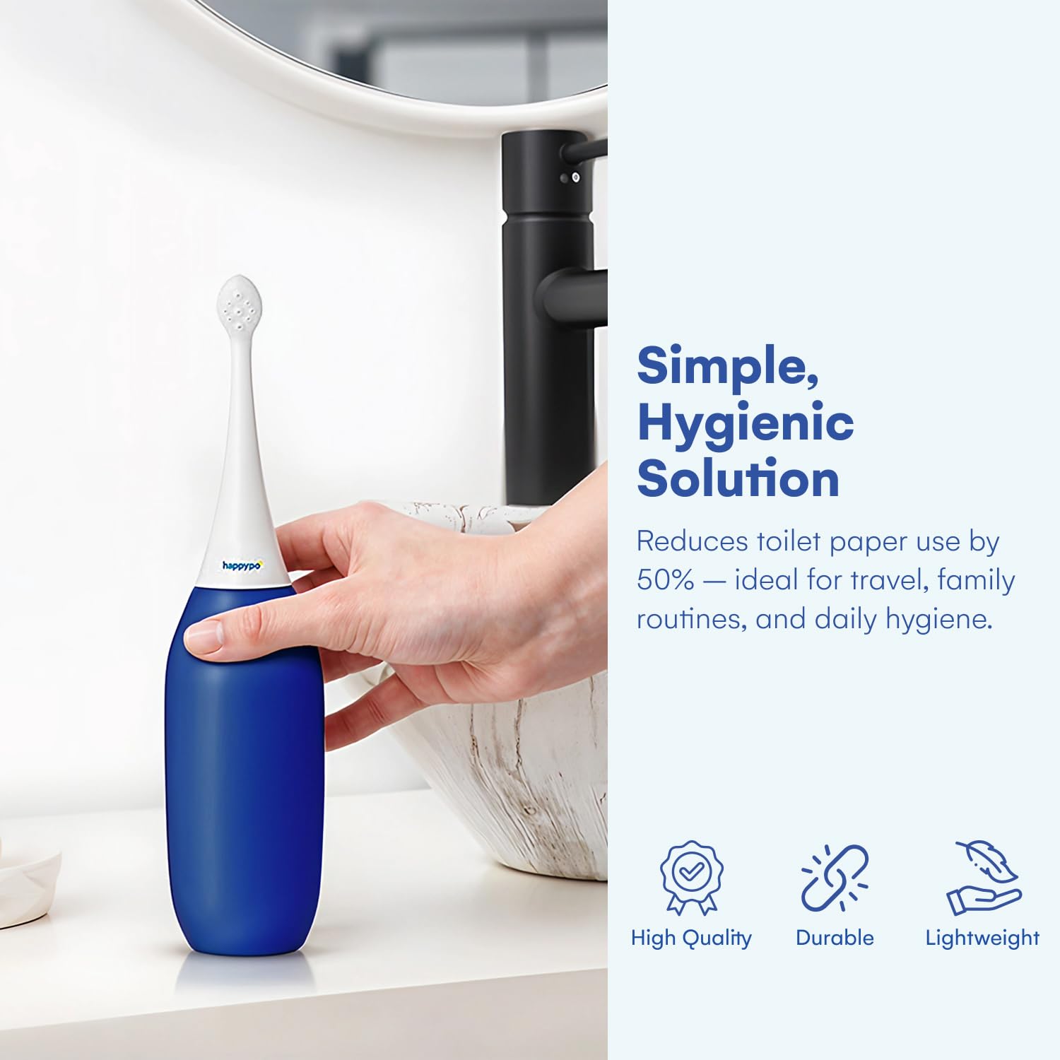 Happy Po prysznic 2.0 | bidet Easy | mobilny bidet podróżny | prysznic do miejsc intymnych | ciemnoniebieski