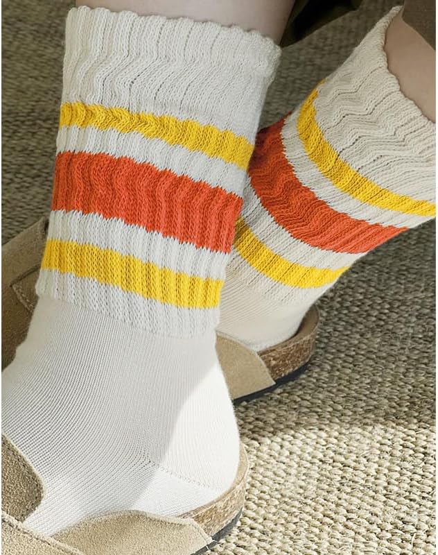 Fun Novelty Retro Striped Crew Socks For Women Sporty Calf Casual Cotton Tube Socks Women - Image 3