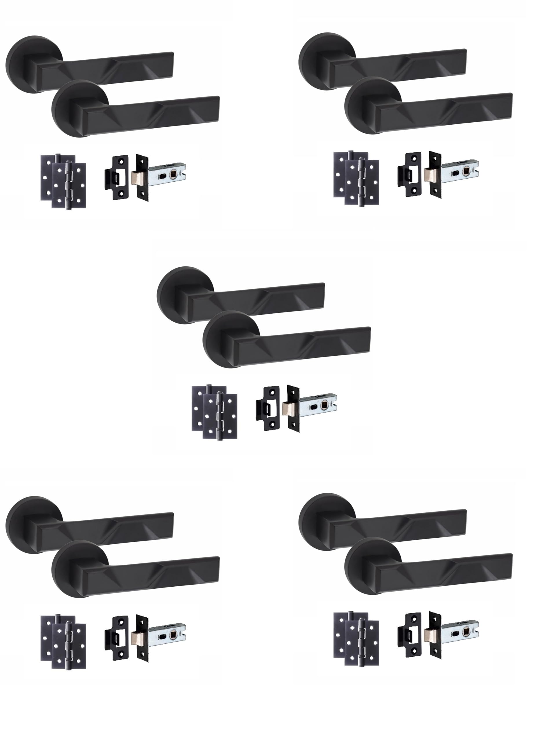 Golden Grace Matt Black Modern Nova Handle Set 5 Pack