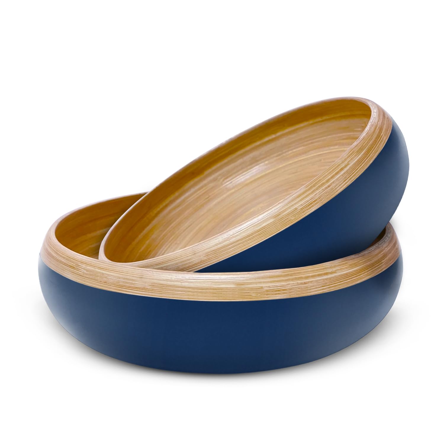 11.81" Spun Bamboo Fruit Bowl, Bamboo fruit basket, fruit bowl for kitchen counter, Decorative Bowl,Fruit bowl,Wooden bowl,Decorative bamboo bowl,Bamboo salad bowl(Blue pack of 2)