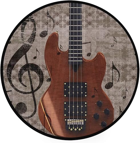 Miniatura 1 de ALAZA Grunge - Alfombra redonda antideslizante para guitarra musical retro, para dormitorio, sala de estar, estudio, juego, alfombra de suelo, 3