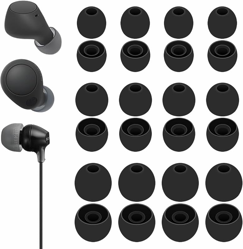 A-Focus 12 Pairs WF-C710N WF-C510 WF-C700N Ear Tips Set, Replacement Silicone Soft Eartips Earbuds Accessories Compatible with Sony MDREX15AP MDREX15LP WI-C100 WF-C500 Linkbuds S Black L/M/S