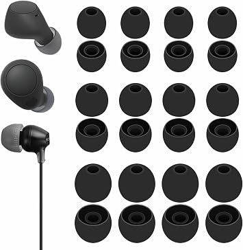 A-Focus 12 Pairs WF-C710N WF-C510 WF-C700N Ear Tips Set, Replacement Silicone Soft Eartips Earbuds Accessories Compatible with Sony MDREX15AP MDREX15LP WI-C100 WF-C500 Linkbuds S Black L/M/S