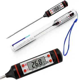 Termomêtro Culinário Digital Espeto até 300ºC Carnes Churrasco Chocolate Sobremesa Líquidos Alta Resistência Térmica PREMIUM