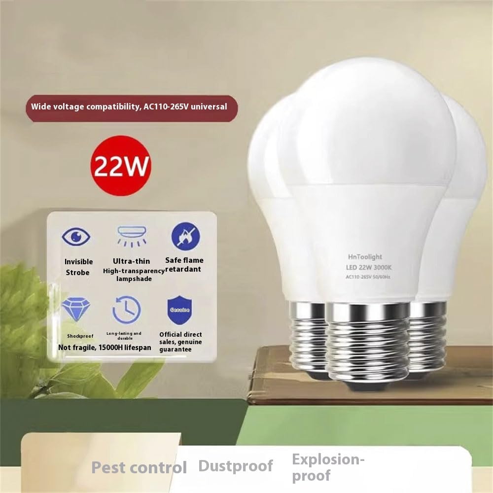 led Bulbs E27 Screw 220V-240V 22W(Equivalent to 110W Energy Saving lamp) Warm White(2700-3000K) no dimmable 1 Packing