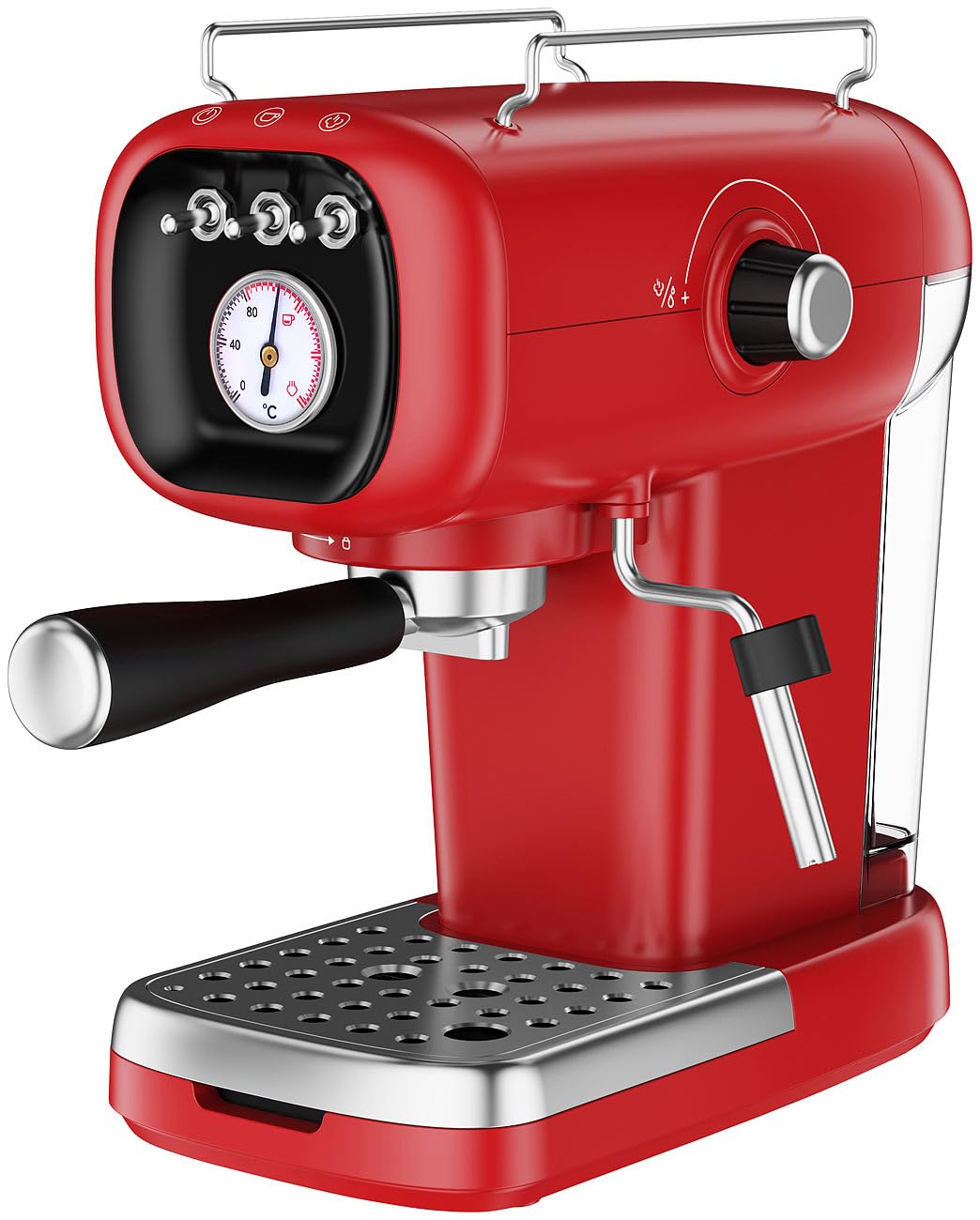 Kapselmaschine: Espresso-Siebträgermaschine mit Temperaturanzeige und Kapsel-Adapter (Siebträger-Espressomaschine, Retro Siebträger-Espressomaschine, Thermometer)