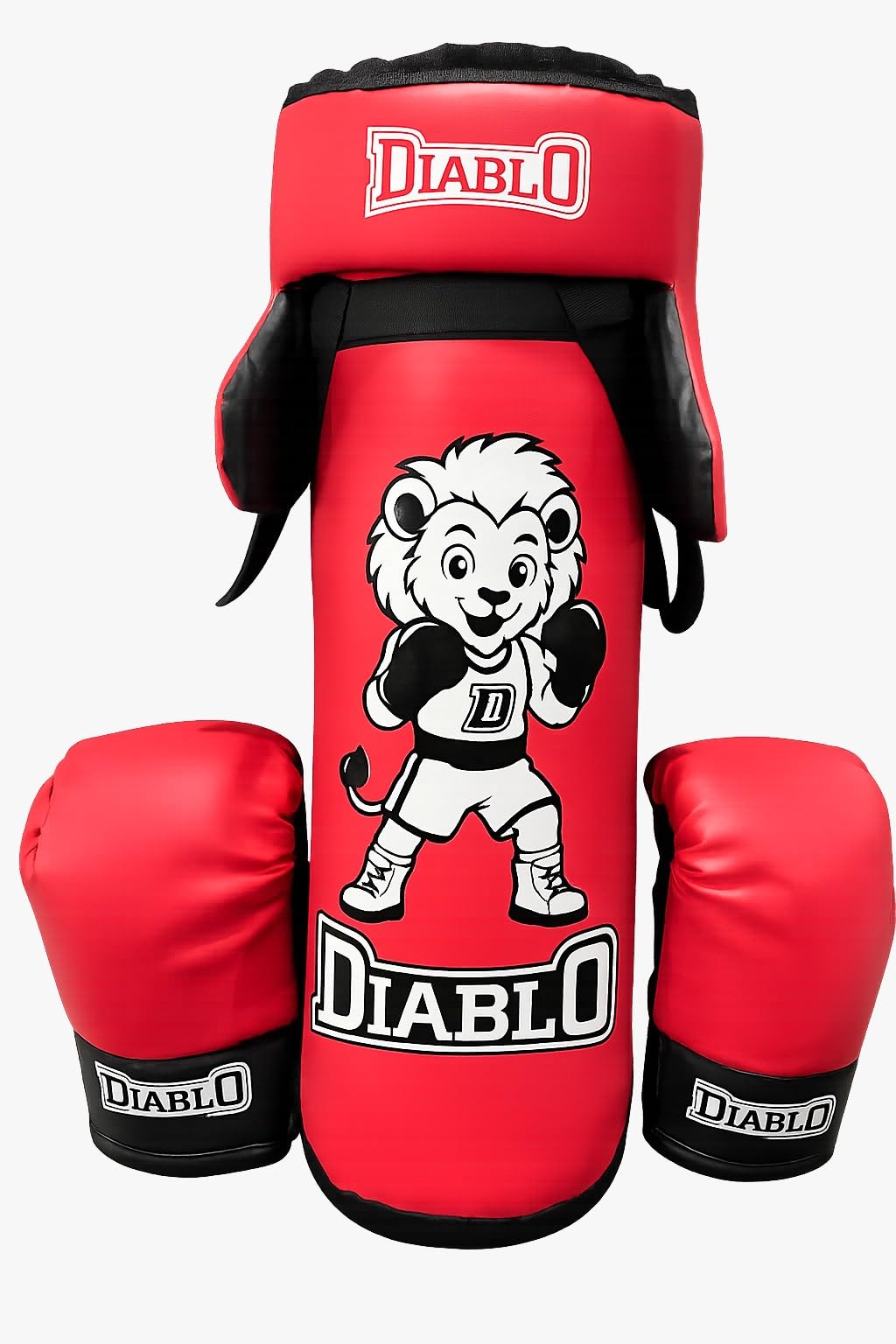 Diablo Kids Boxing Kit Set | Punching Bag for Karate | Bounce-Back Martial Arts Bag for Boys & Girls for Age 3 to 8 Years to Relieve Energy and Build Skills (Red Black)-image-9
