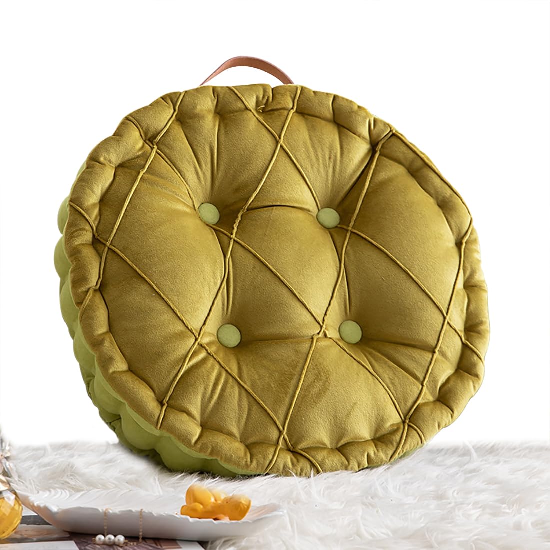 VHJdtE Seat Cushion, Round Solid Color|Stylish Floor Pad Sofa Backrest Pillow|Soft Thicken Seat Pads For Office(Yellow)
