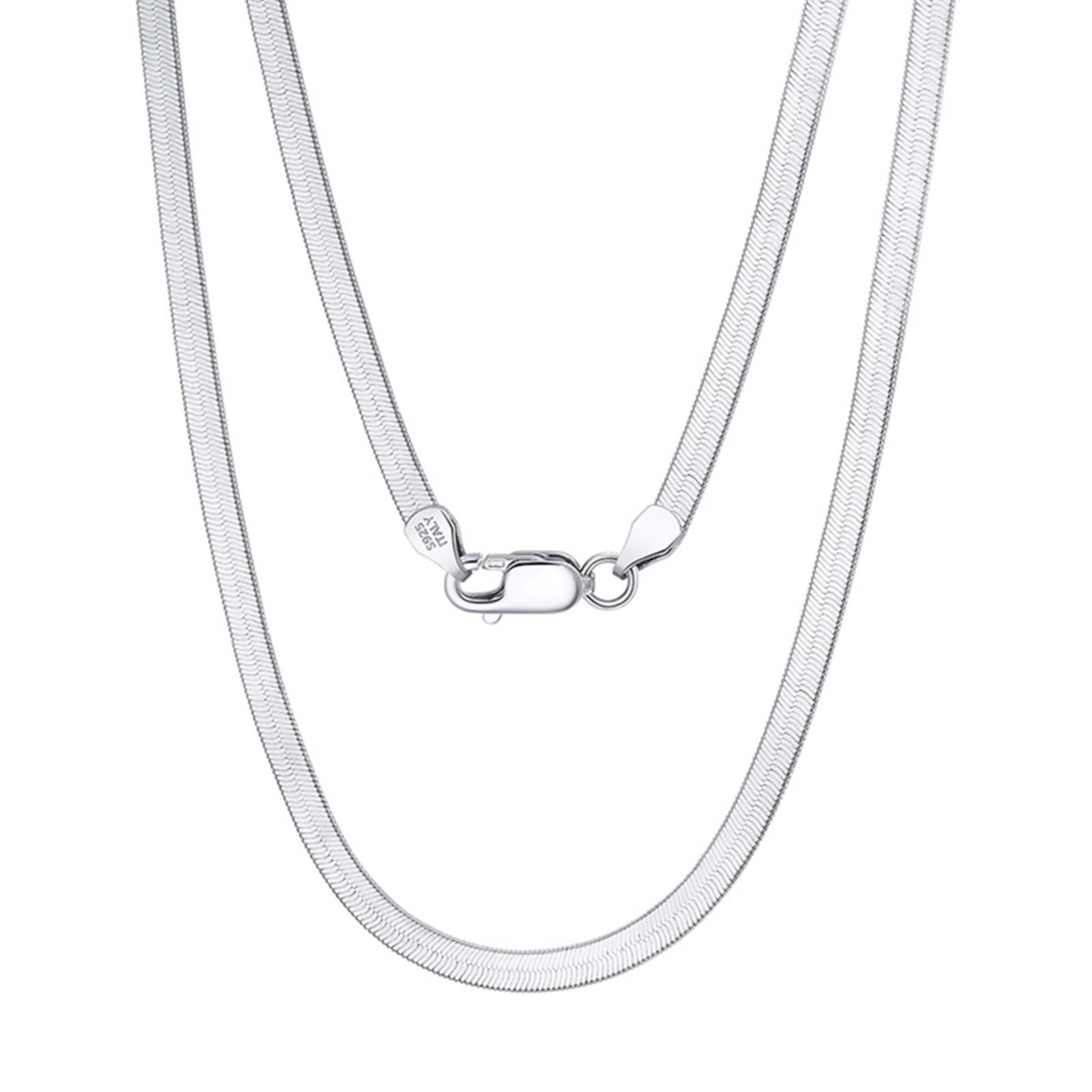 Collares para mujer a la moda, collar de cadena pequeña simple de 4,5 mm de ancho, cadena de serpiente de plata de ley
