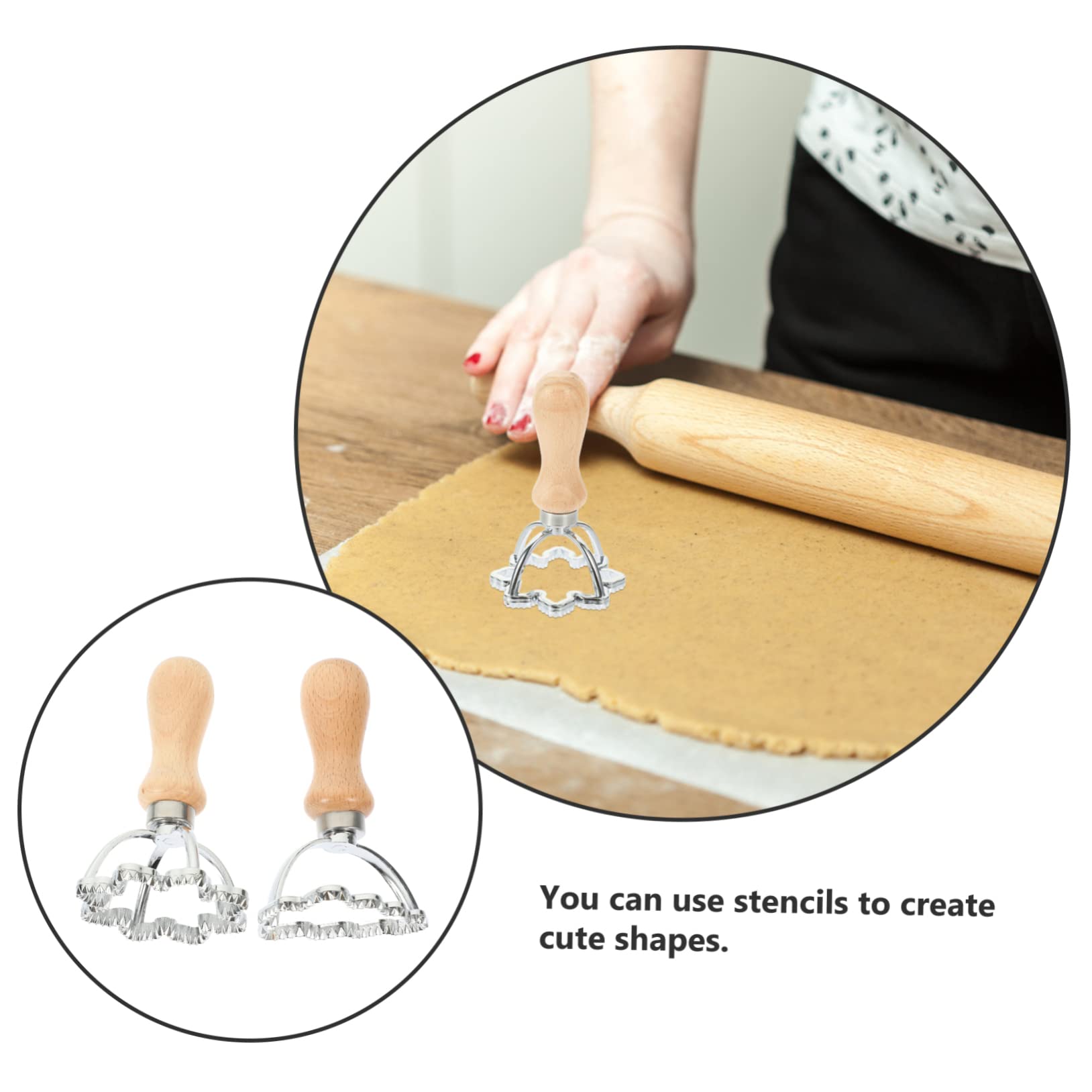 Cabilock 5 Sätze Knödel Haut Prägeform Glasur Gitter Fondant Machen Stern Plätzchen Groß Karikatur Pasta-schneidrad Kreis Keks Lebkuchen Nudelmaschine Rostfreier Stahl 2 Stück * 5