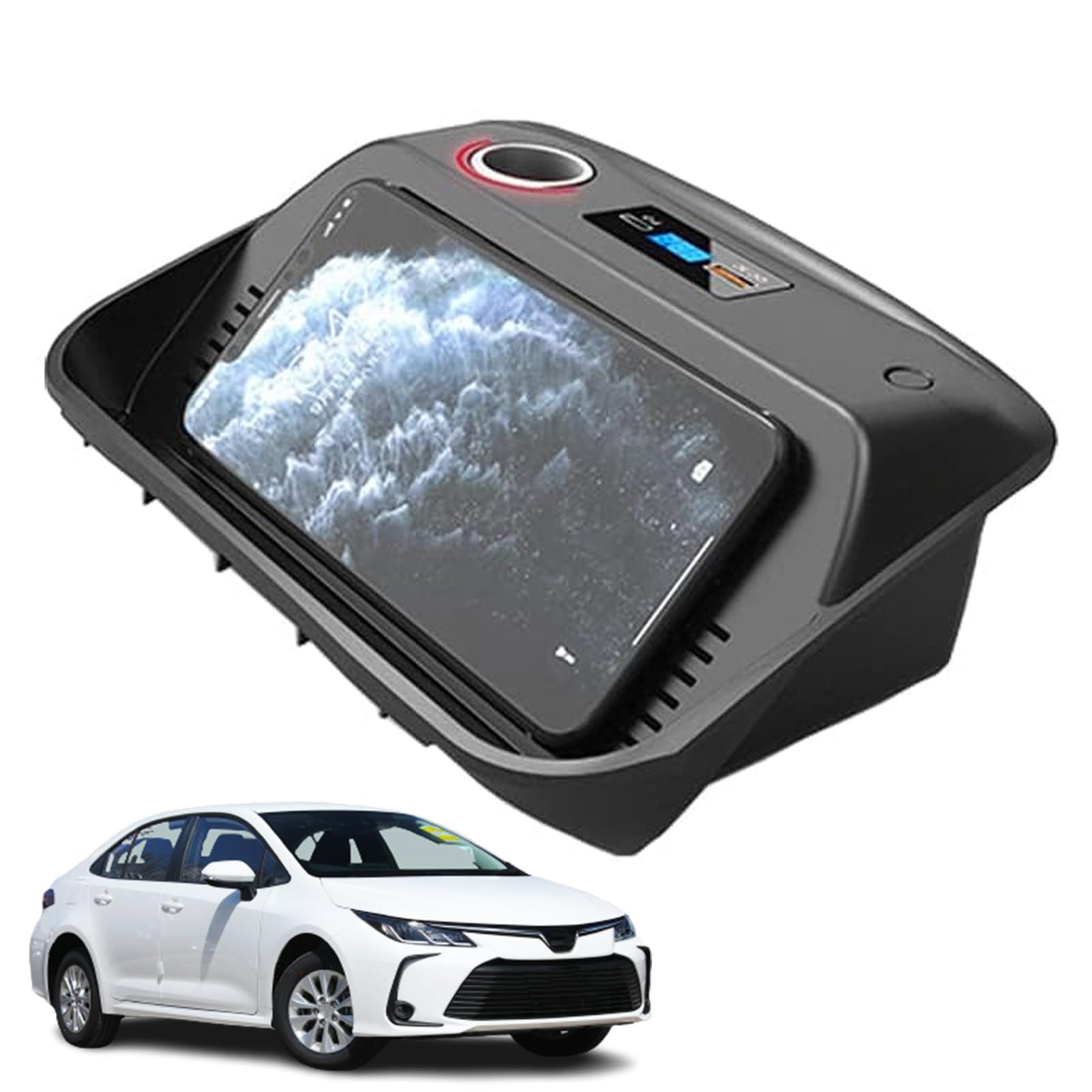 Nueva Actualización Cargador Inalámbrico para Automóvil para Toyota Corolla (2019-2023),cojín Carga Rápido 15W,Cargador Inalámbrico Consola Central Funciona con Teléfonos Habilitados QI