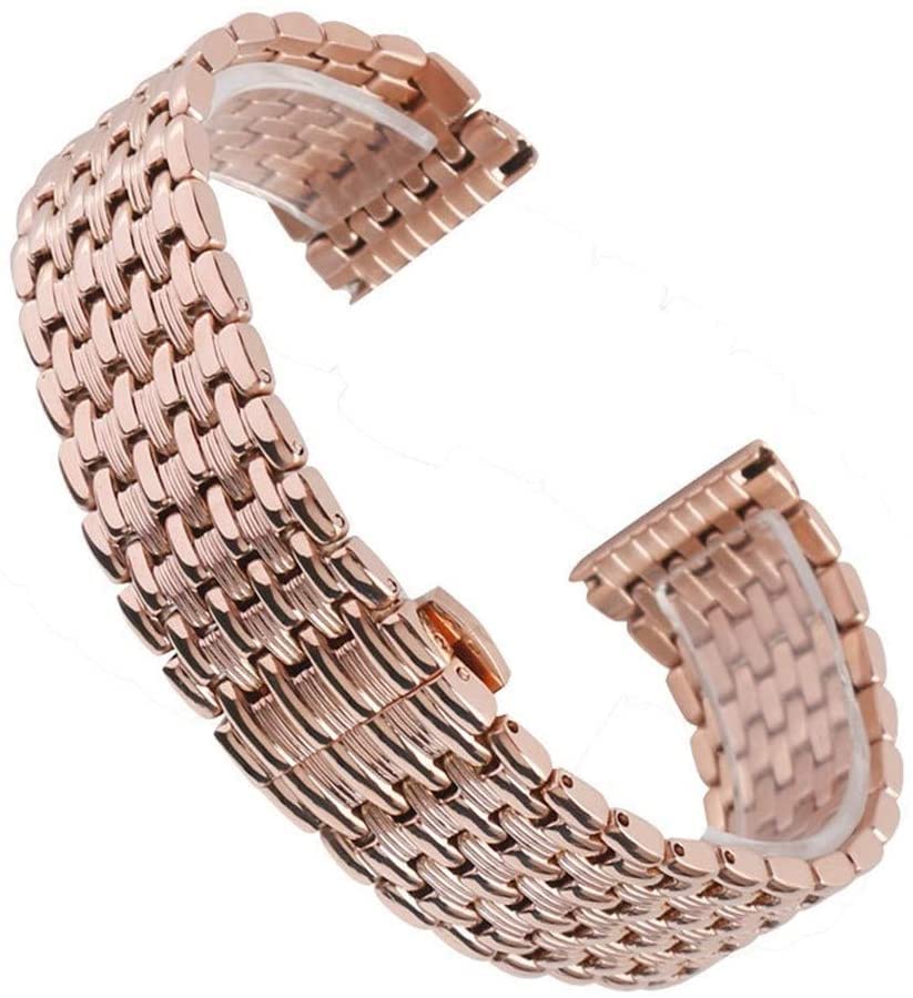 Bracelet de montre en or rose inoxydable de qualité supérieure disponible en 18mm et 22mm